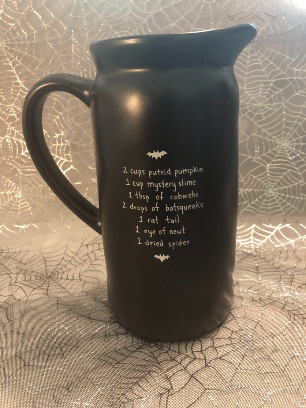 Rae Dunn Witch's Brew Halloween Pitcher Double Sided Recipe On Back NEW